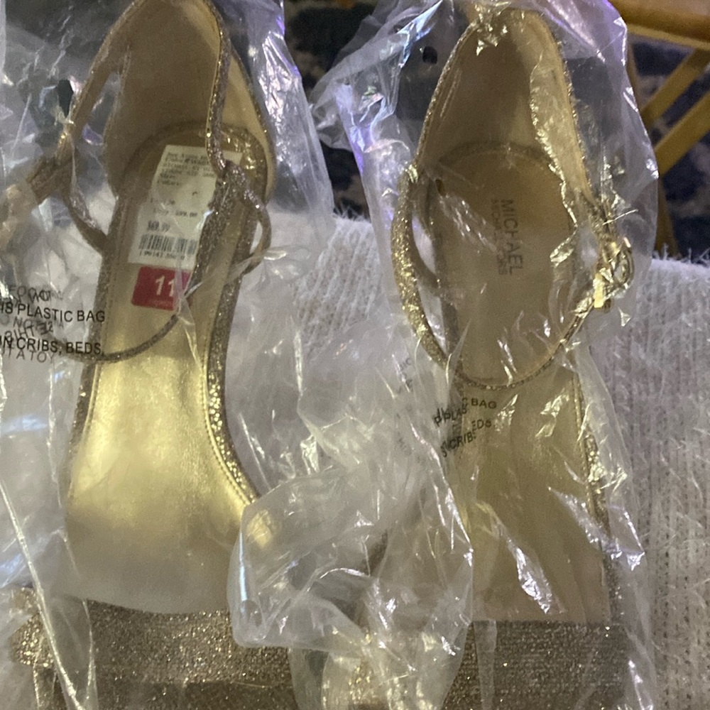 New gold Michael Kors gold sparking heel size 11